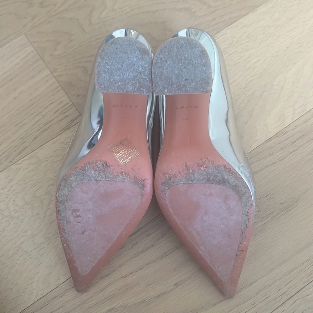 Amina Muaddi silver Ami mirror pump - Picture 6 of 6